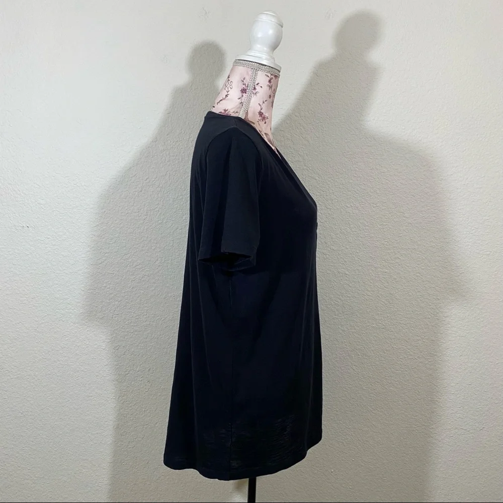 Pink VS sz:L Black Short Sleeve High-Low Sheer Tee - Picture 7 of 12
